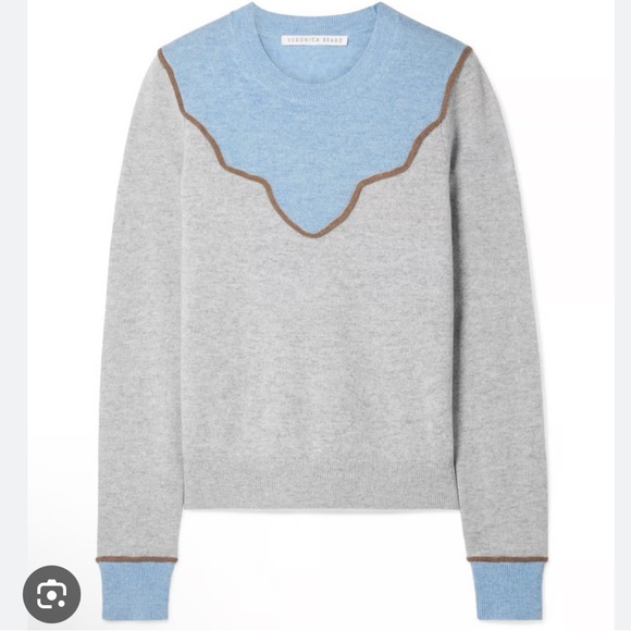Veronica Beard Atty Crewneck Colorblock Cashmere Pullover Sweater - Picture 2 of 14